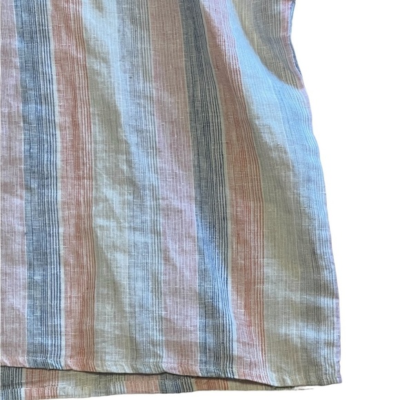For Cynthia 100% linen 3/4 length sleeve striped blouse - Picture 4 of 8